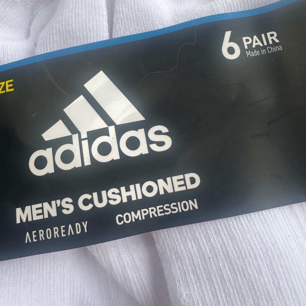 NWT❇️Adidas❇️Men's Cushioned Socks - White - Picture 5 of 8